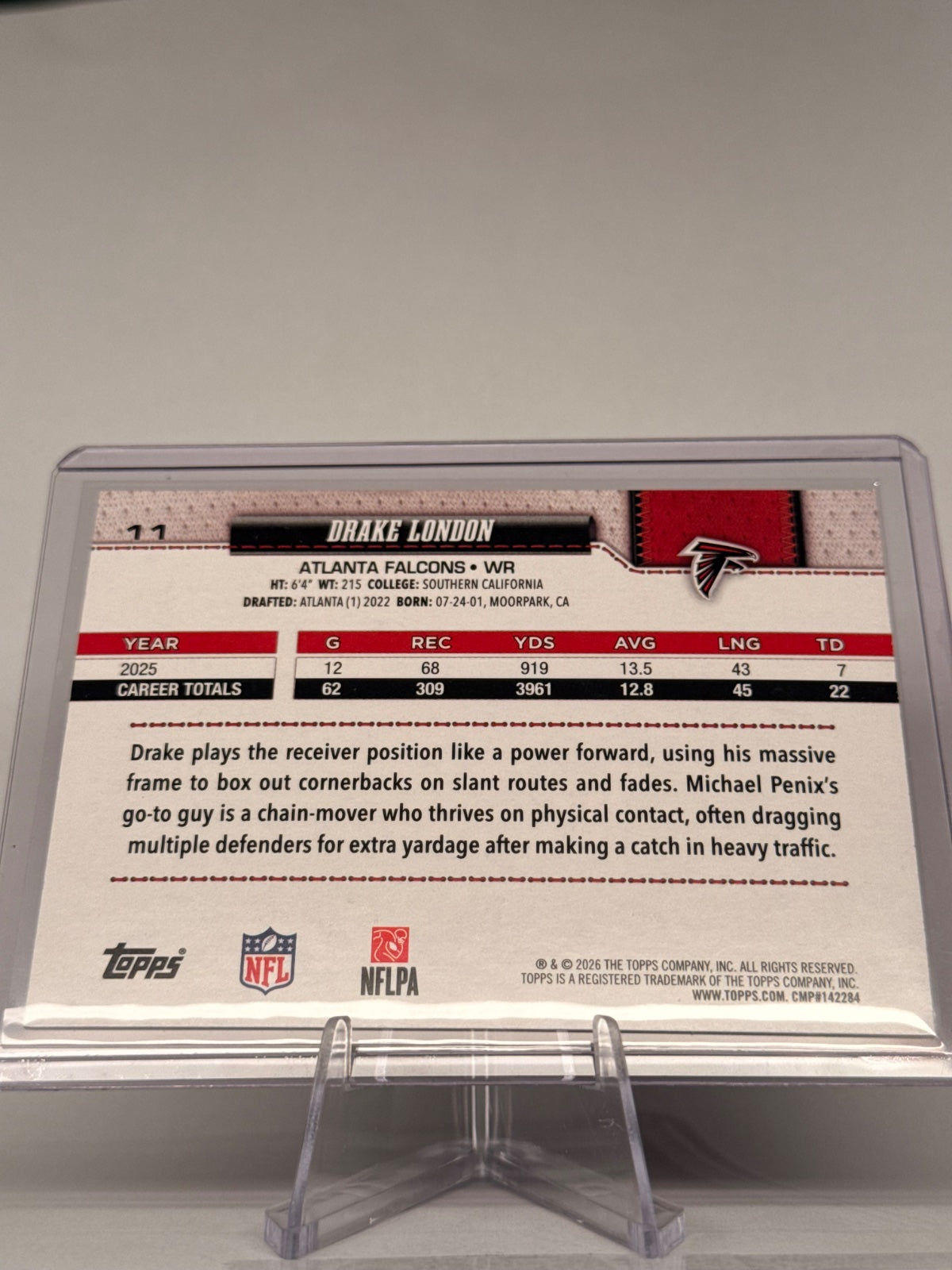 2026 Topps Drake London #11 Diamante Foil Parallel – Atlanta Falcons