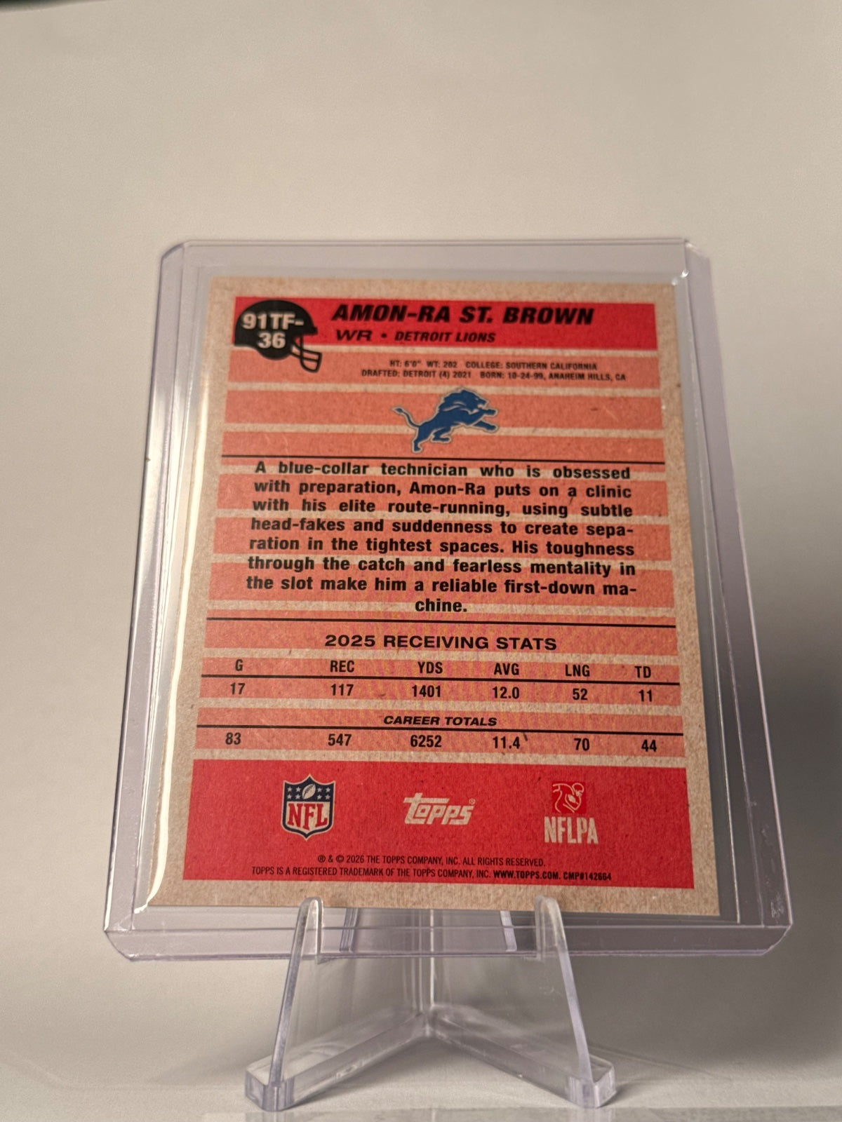 2026 Topps Amon-Ra St. Brown #91TF-36 1991 Topps Mega Box Crackle Foil – Lions
