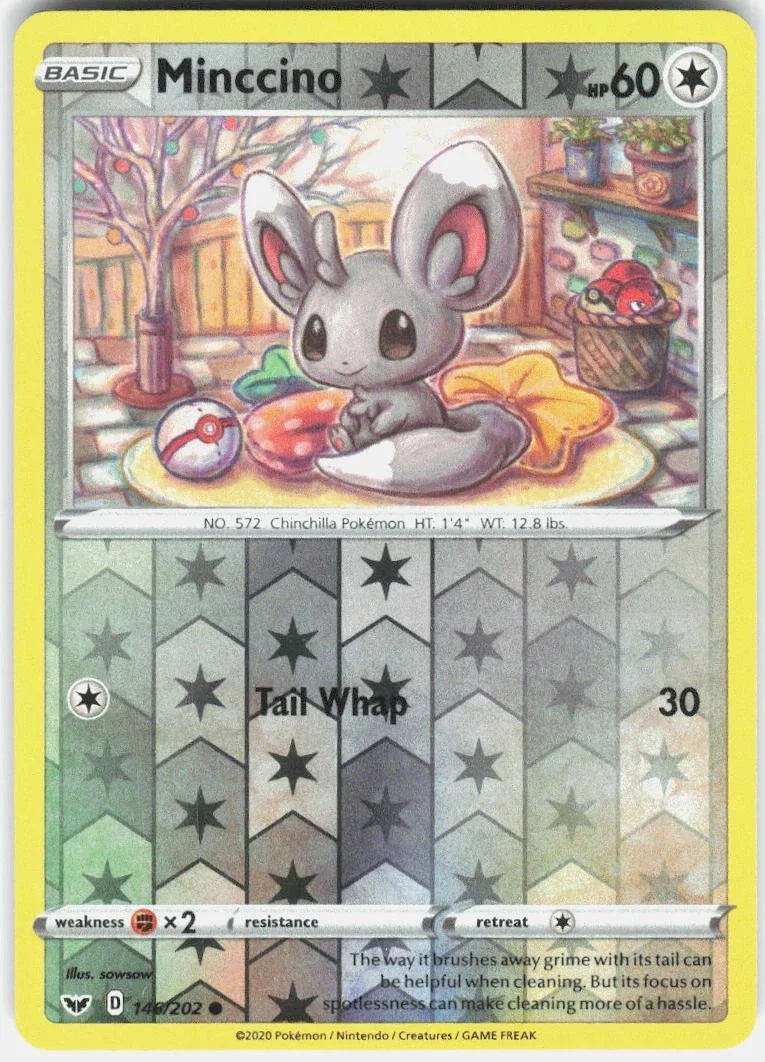 Minccino (146) 146/202 · Reverse Holofoil (Sword & Shield )by Sowsow
