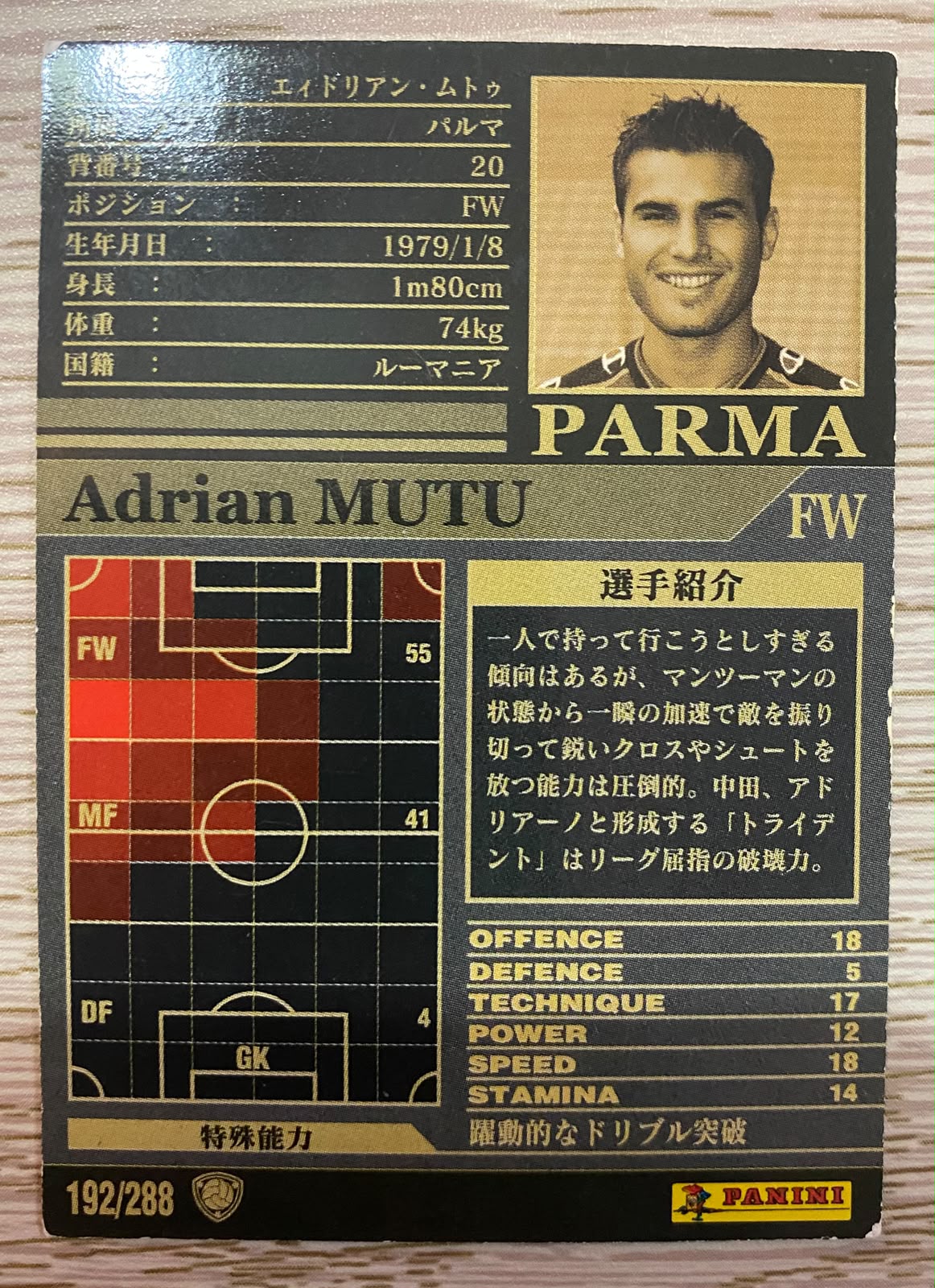 2002-03 Panini/Sega - Adrian Mutu - Parma