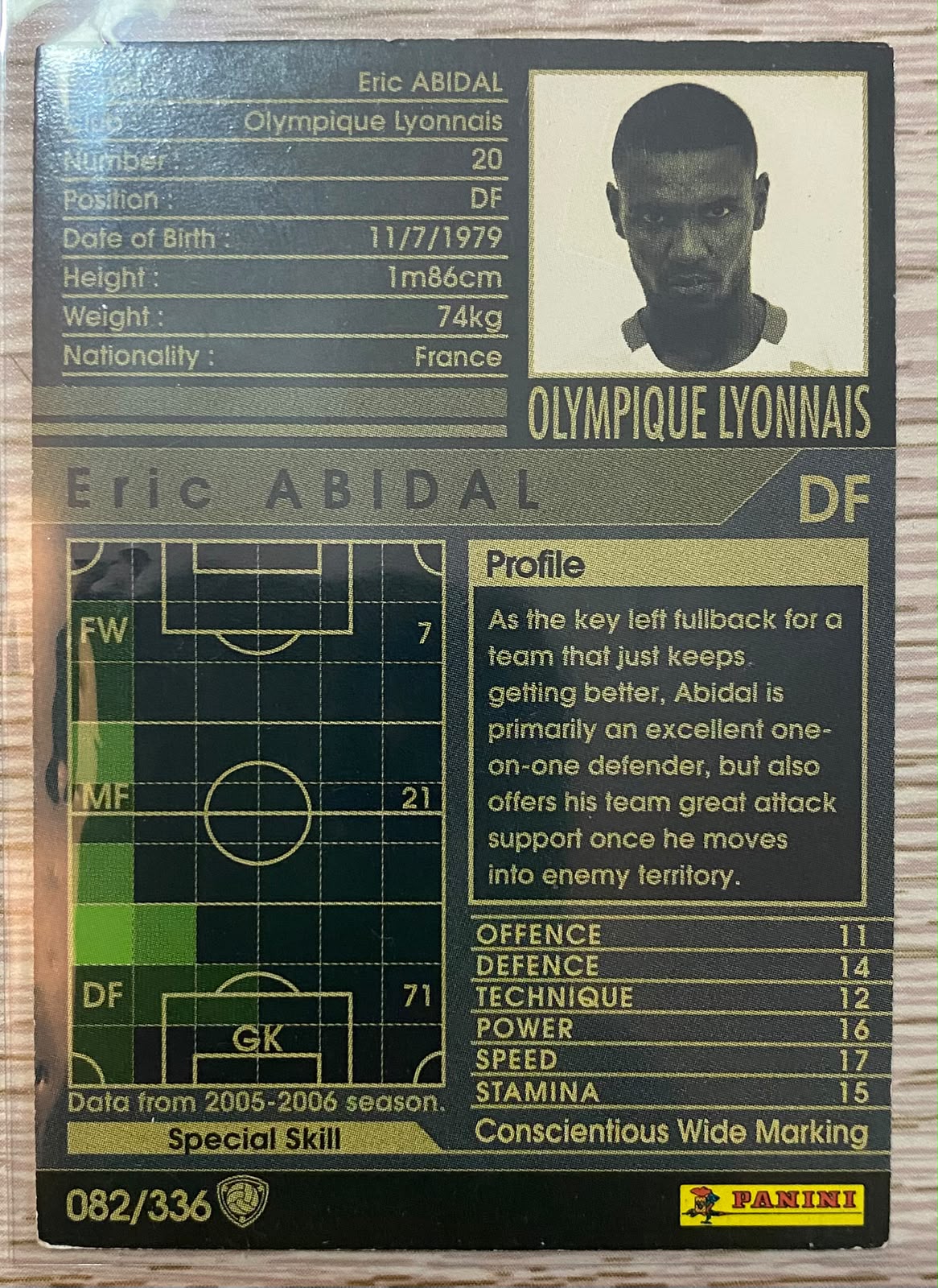 Eric Abidal - 2005/06 Panini WCCF - Olympique Lyonnais