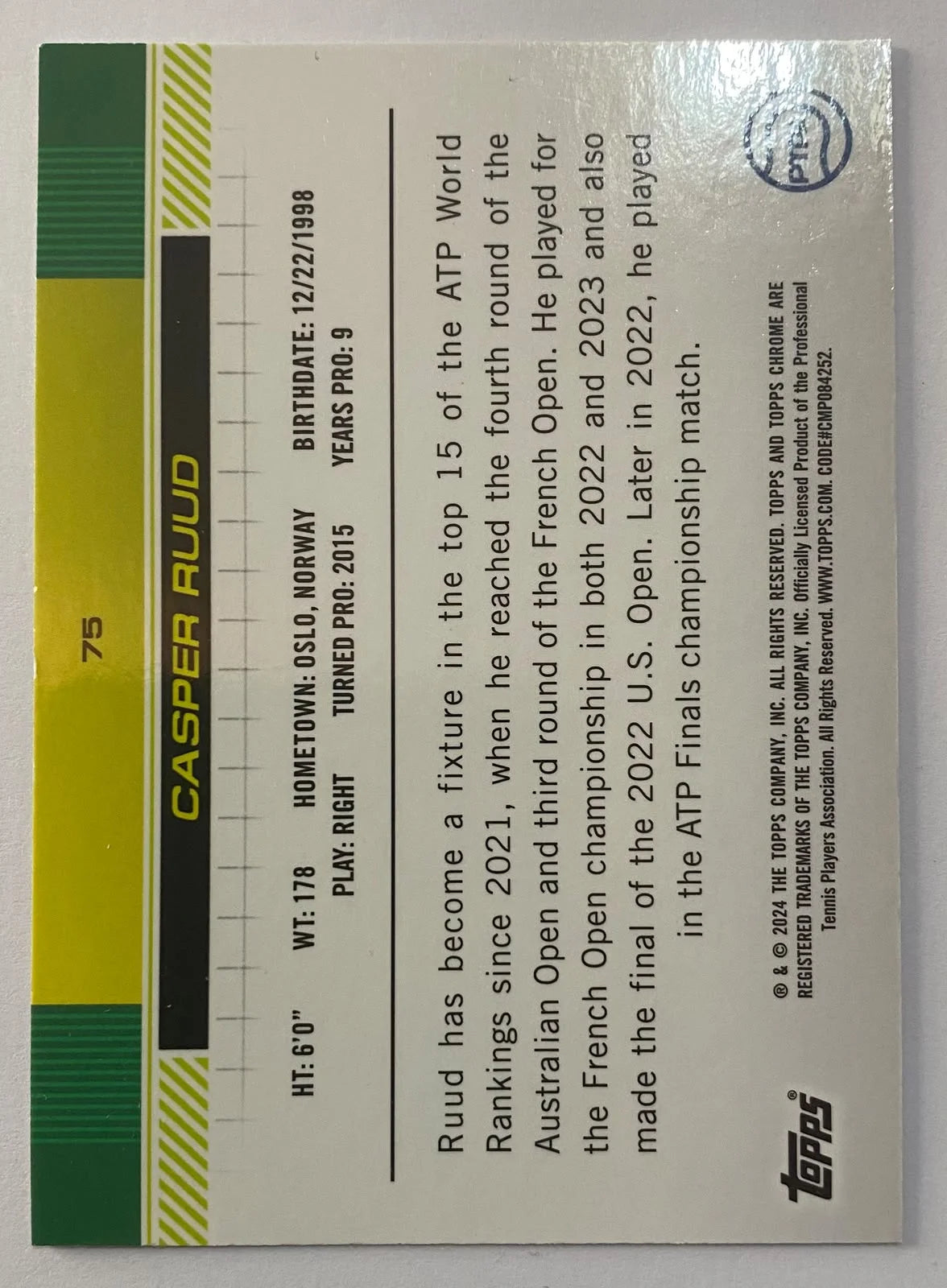 2024 Topps Chrome Tennis - Casper Ruud