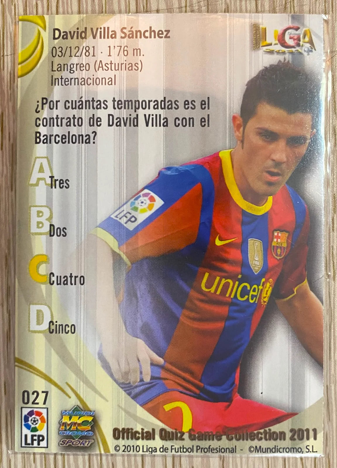 David Villa SuperStar - Mundicromo 2010-11 - Retro La Liga Collection