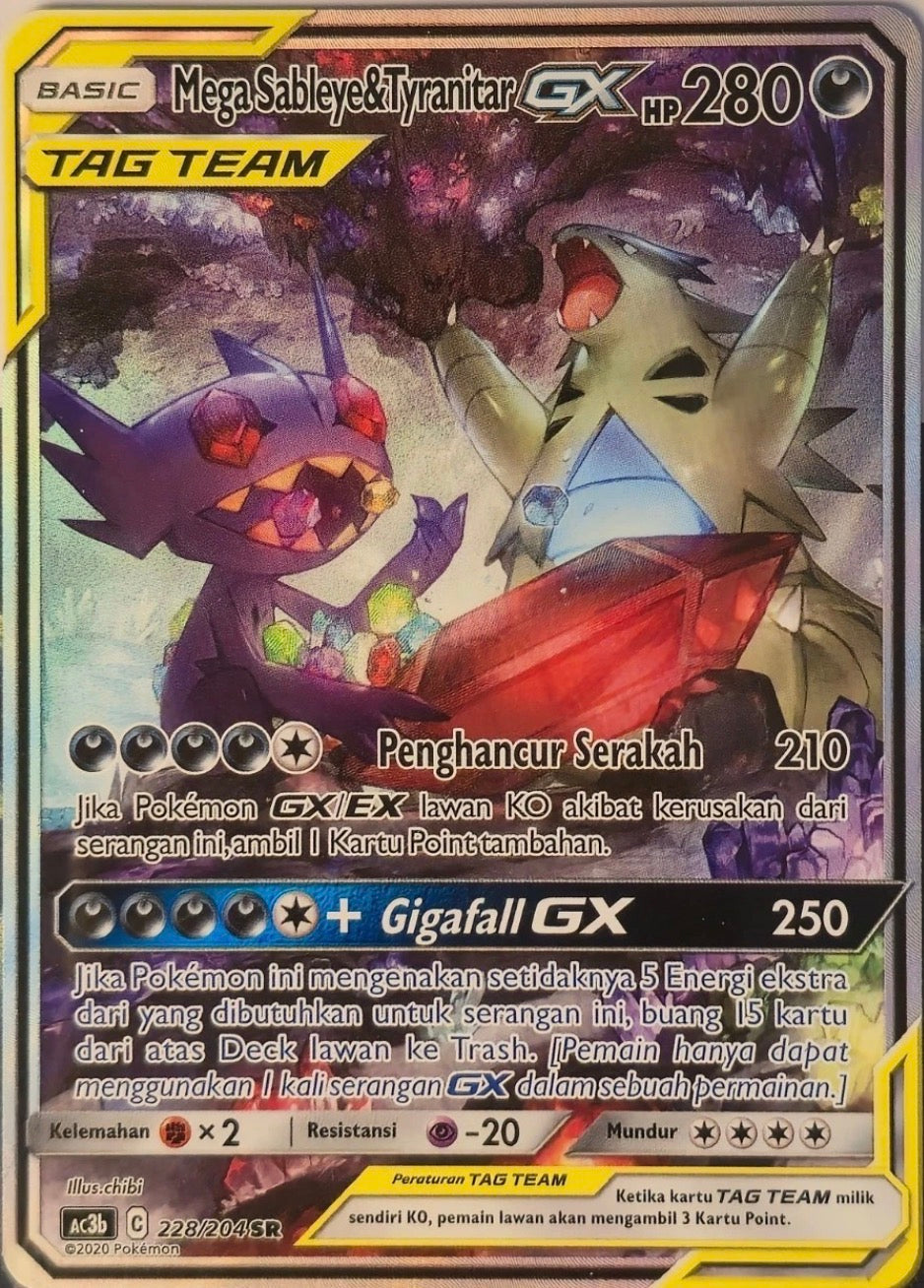 Pokemon TCG Indonesia Mega Sableye & Tyranitar GX AC3b 228/204 SR NM A