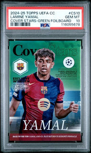 2024-25 Topps UEFA Lamine Yamal Cover Stars Green Foilboard #/99 PSA 10 GEM MINT