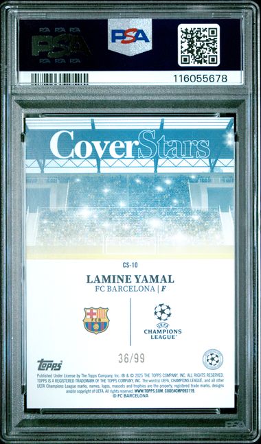 2024-25 Topps UEFA Lamine Yamal Cover Stars Green Foilboard #/99 PSA 10 GEM MINT