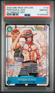 Portgas.D.Ace (119) (Parallel) OP13-119 (Carrying On His Will) — PSA 10