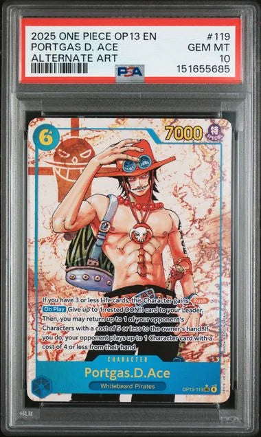 Portgas.D.Ace (119) (Parallel) OP13-119 (Carrying On His Will) — PSA 10