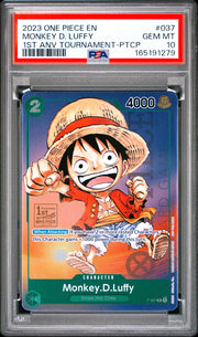 Monkey.D.Luffy (037) (1st Anniversary Tournament) (One Piece Promotion Cards) — PSA 10