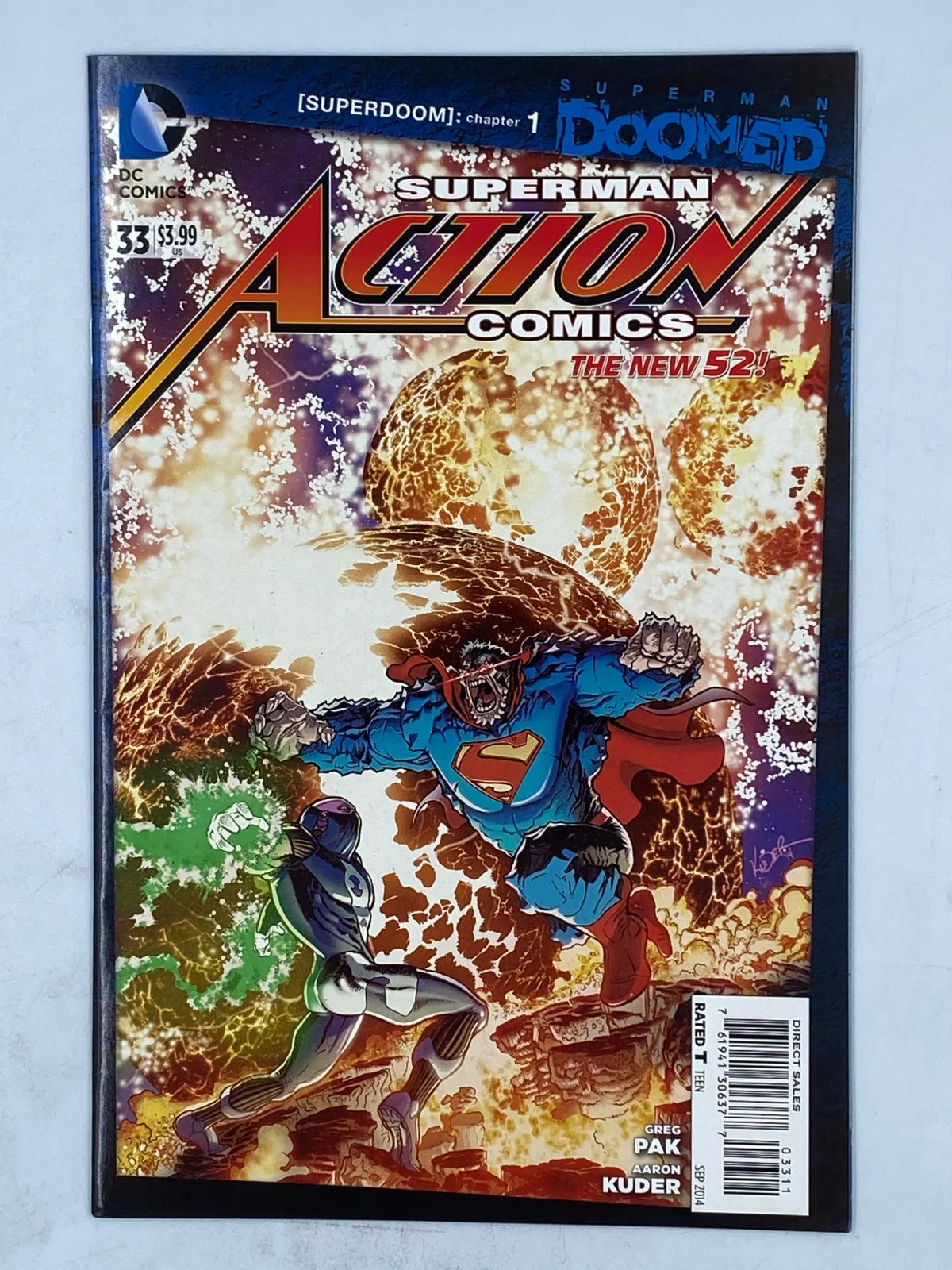 Action Comics (2011) #33, part of the "Superman: Doomed" storyline from DC Comics' New 52 era.( S\N 397 )