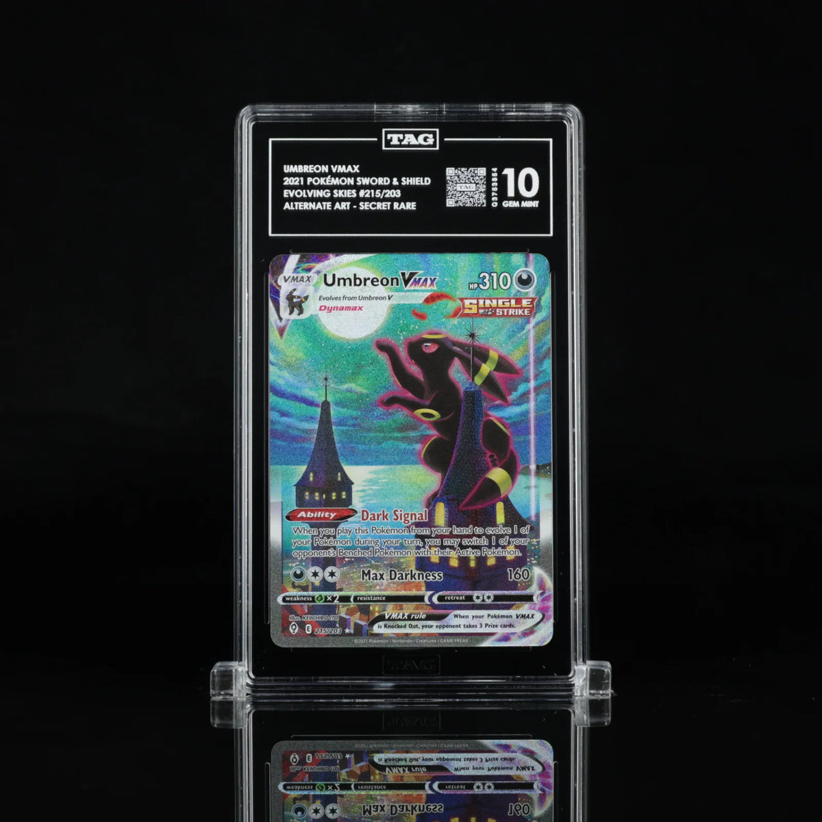 Umbreon VMAX (Alternate Art Secret) 215/203 (Evolving Skies) — TAG 10