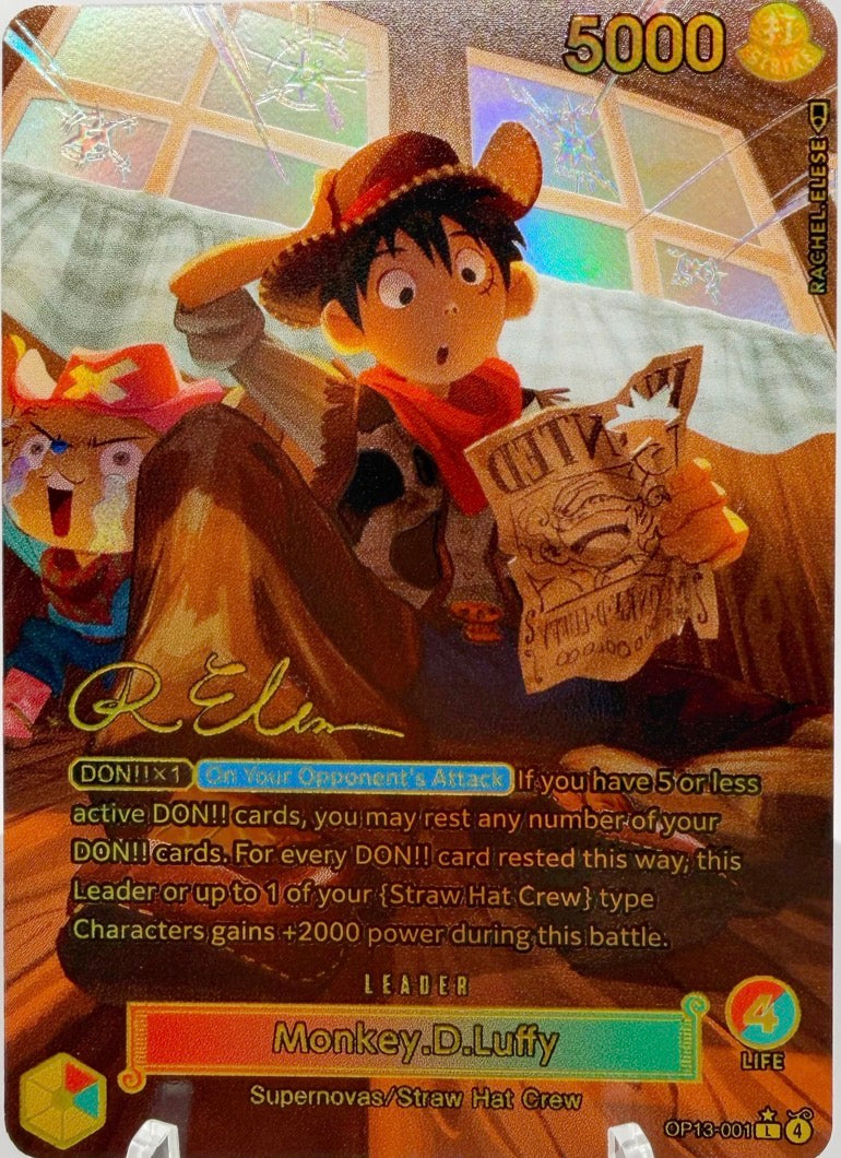 OP13 MONKEY D. LUFFY “WILD WEST” SIGNATURE (ARTIST: RACHEL ELESE) CUSTOM ART