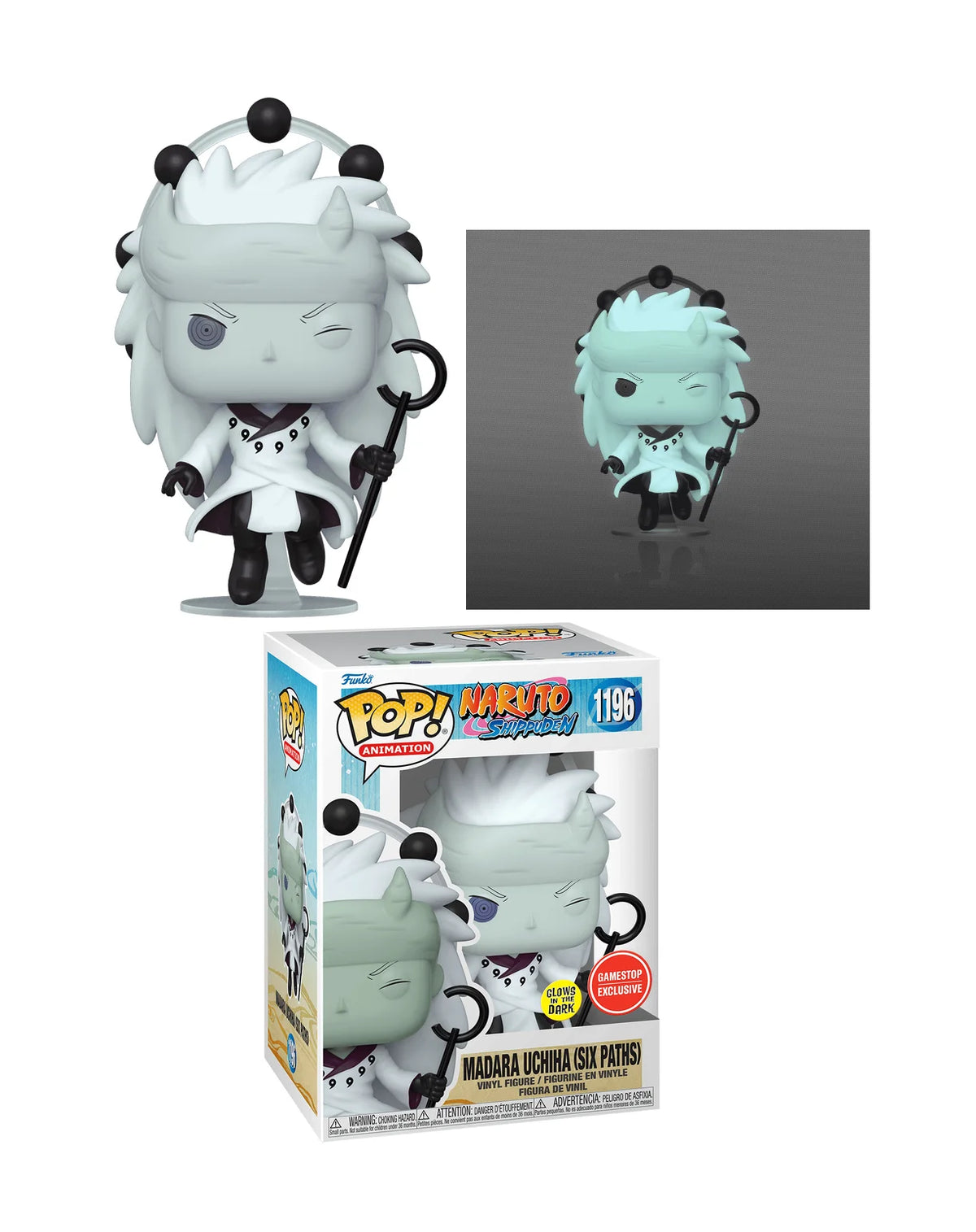 Funko Pop! Animation : Naruto Shippuden - Madara Uchiha (Six Paths) #1196 *Glows In The Dark* Gamestop Exclusive