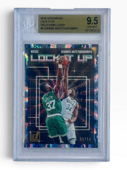 2018-19 Panini Donruss Giannis Antetokounmpo Lock it up! Camo Laser /10 BGS 9.5