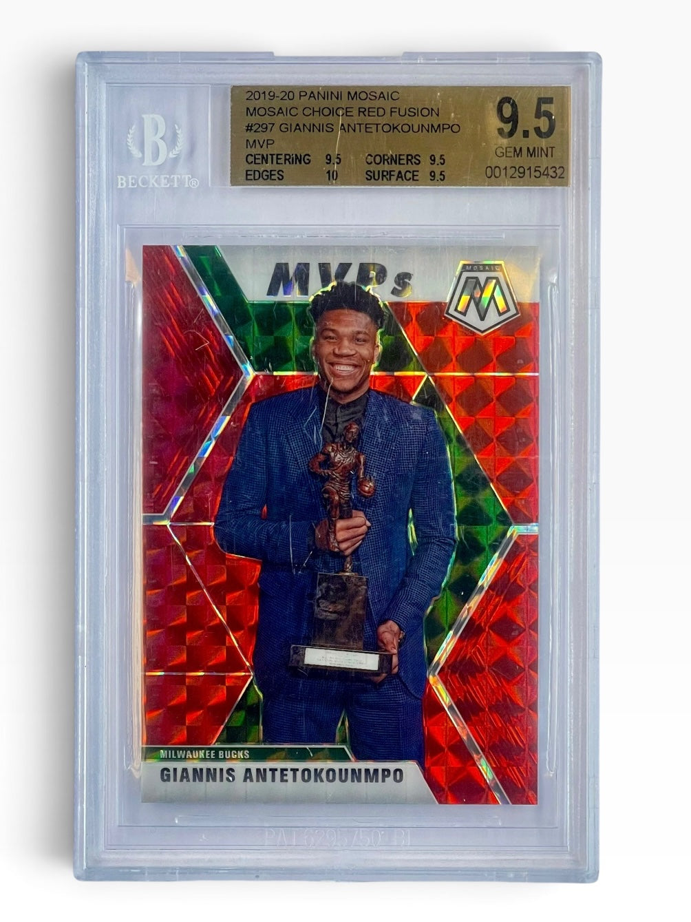 2019-20 Panini Mosaic Choice Giannis Antetokounmpo MVP Red Fussion /88 BGS 9.5