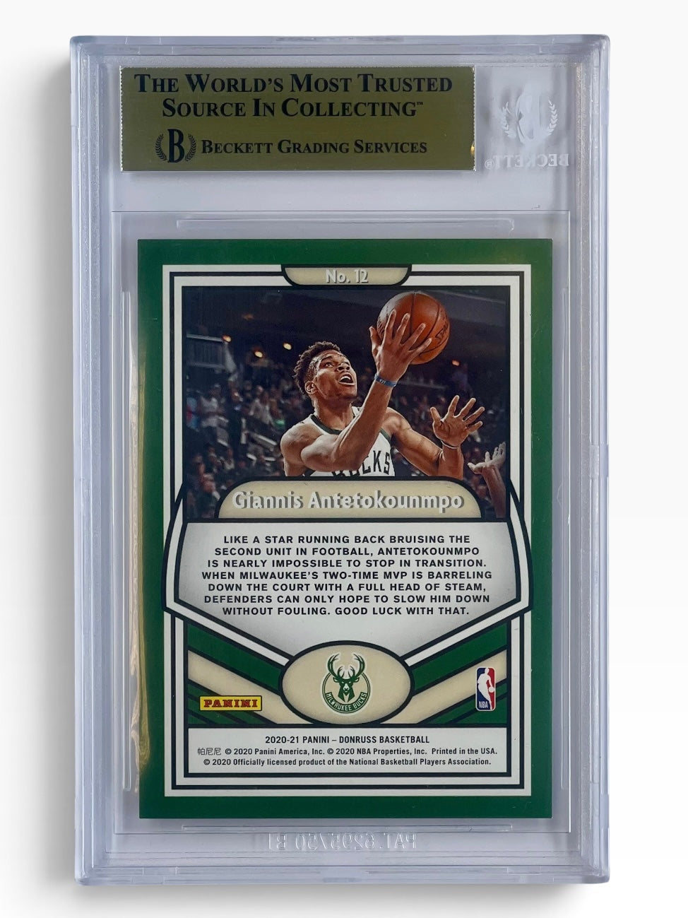 2020-21 Panini Donruss Giannis Antetokounmpo Complete Players Holo Purple Laser /15 BGS 9.5