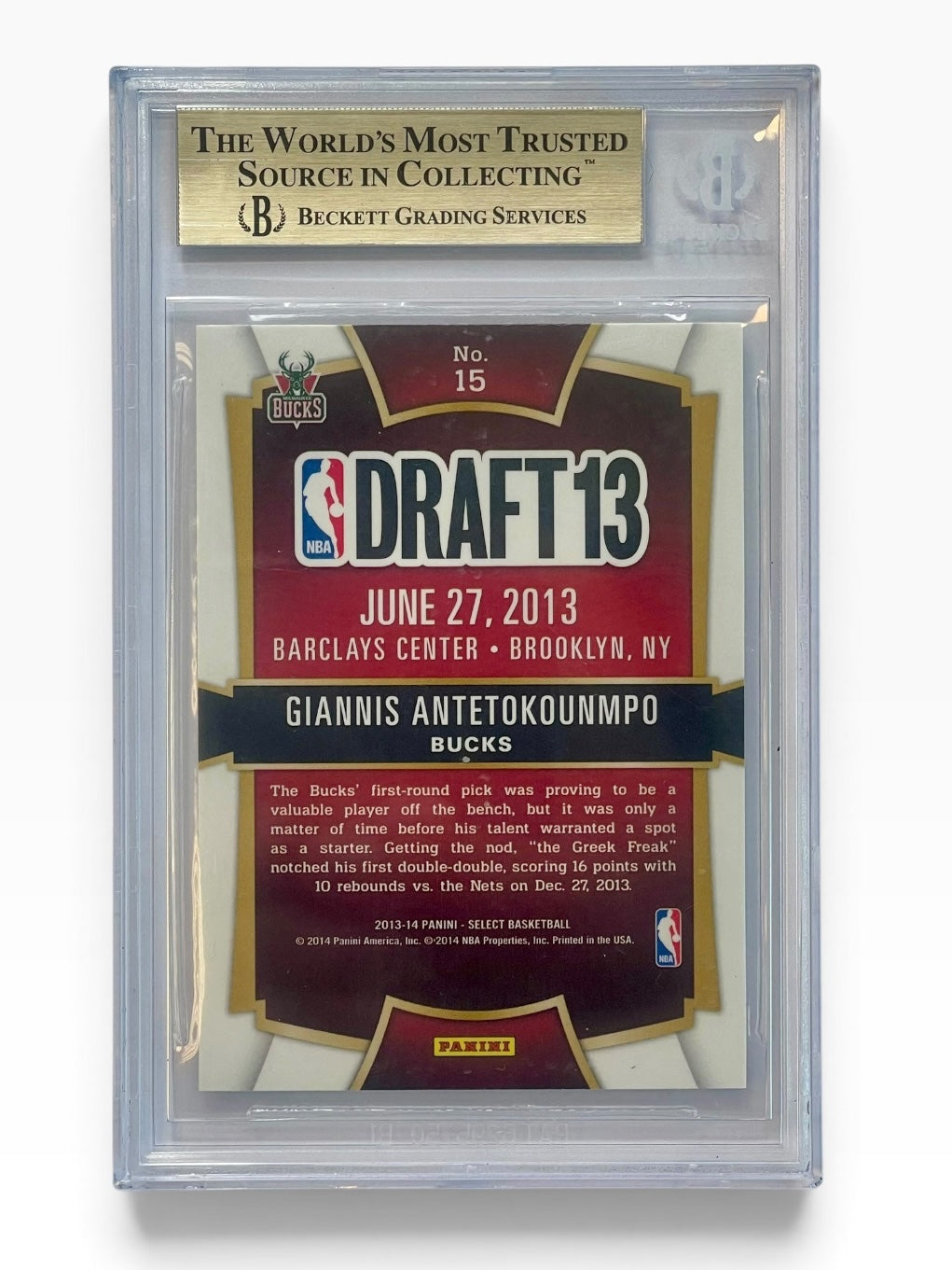 2013-14 Panini Select Giannis Antetokounmpo Draft Selections RC BGS 9.5