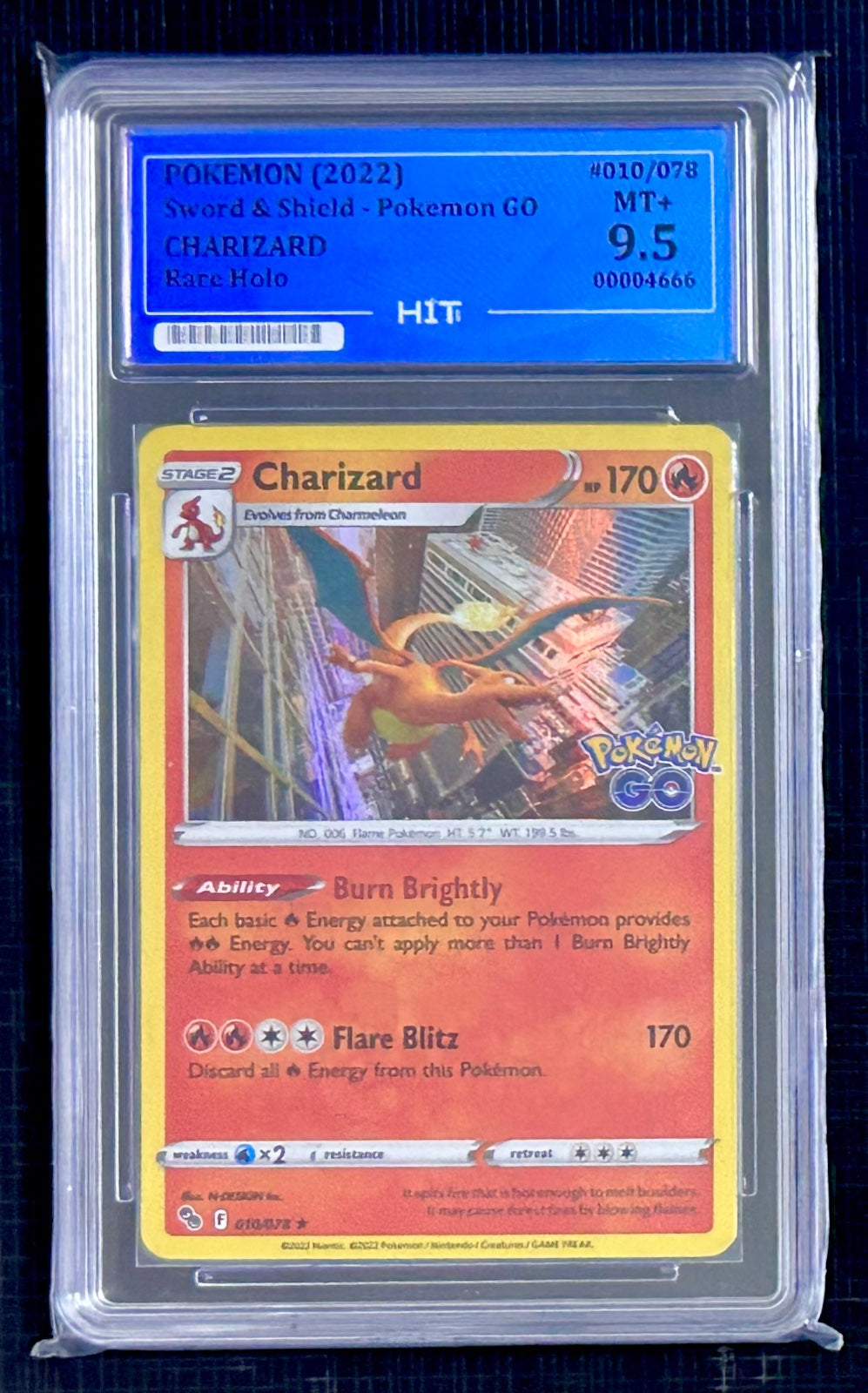 2022 CHARIZARD  - Rare Holo 010/078 (HIT Grade 9.5 MT+)