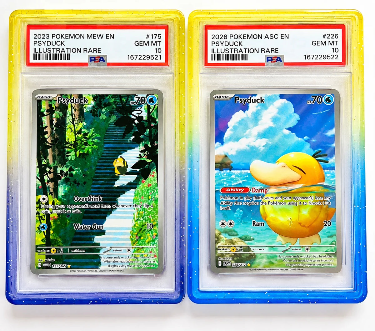 Psyduck PSA 10 Sequential Pair — 151 & Ascended Heroes