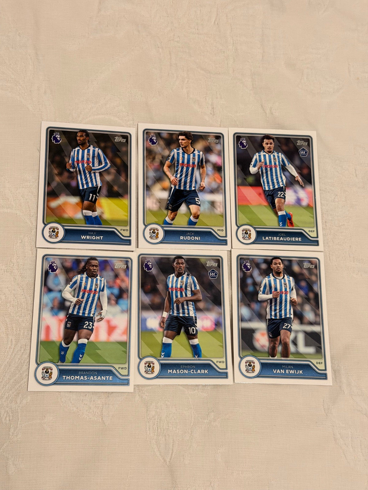 Topps Premier League 2026/27 Coventry City Lot x6 – Haji Wright, Rudoni, 2 RCs