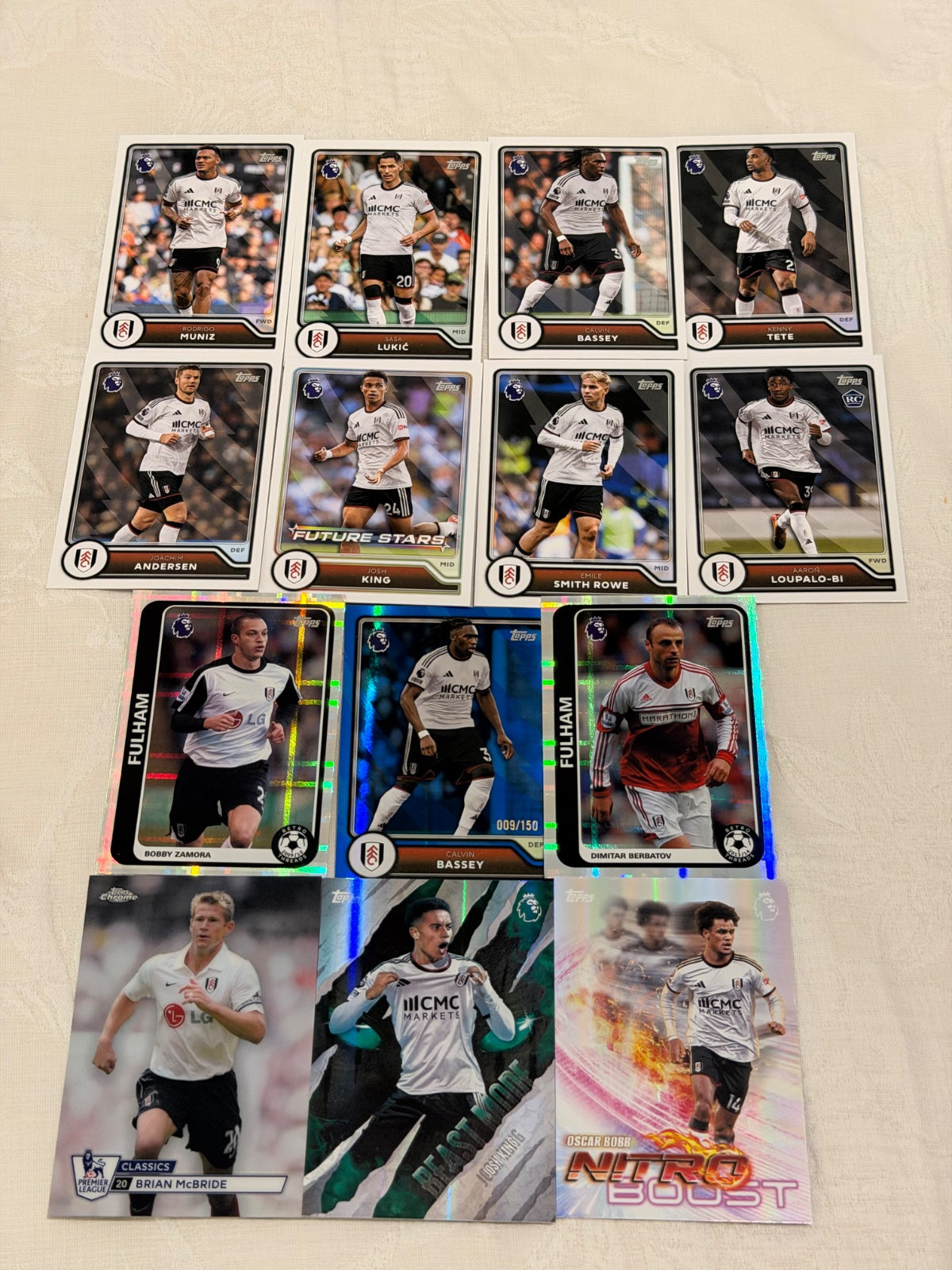 Topps Premier League 2026/27 Fulham Lot x14 – Brian McBride Chrome Classics, Berbatov & Zamora Retro Threads, Bassey /150