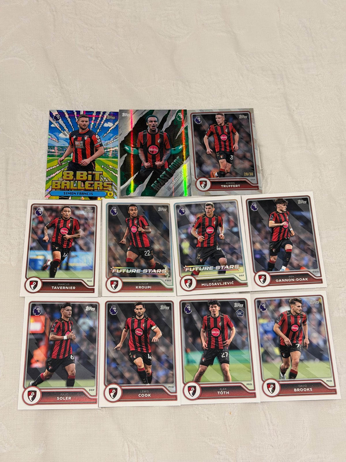 Topps Premier League 2026/27 Bournemouth Lot x11 – Junior Kroupi Beast Mode & Future Stars, Adrien Truffert /38