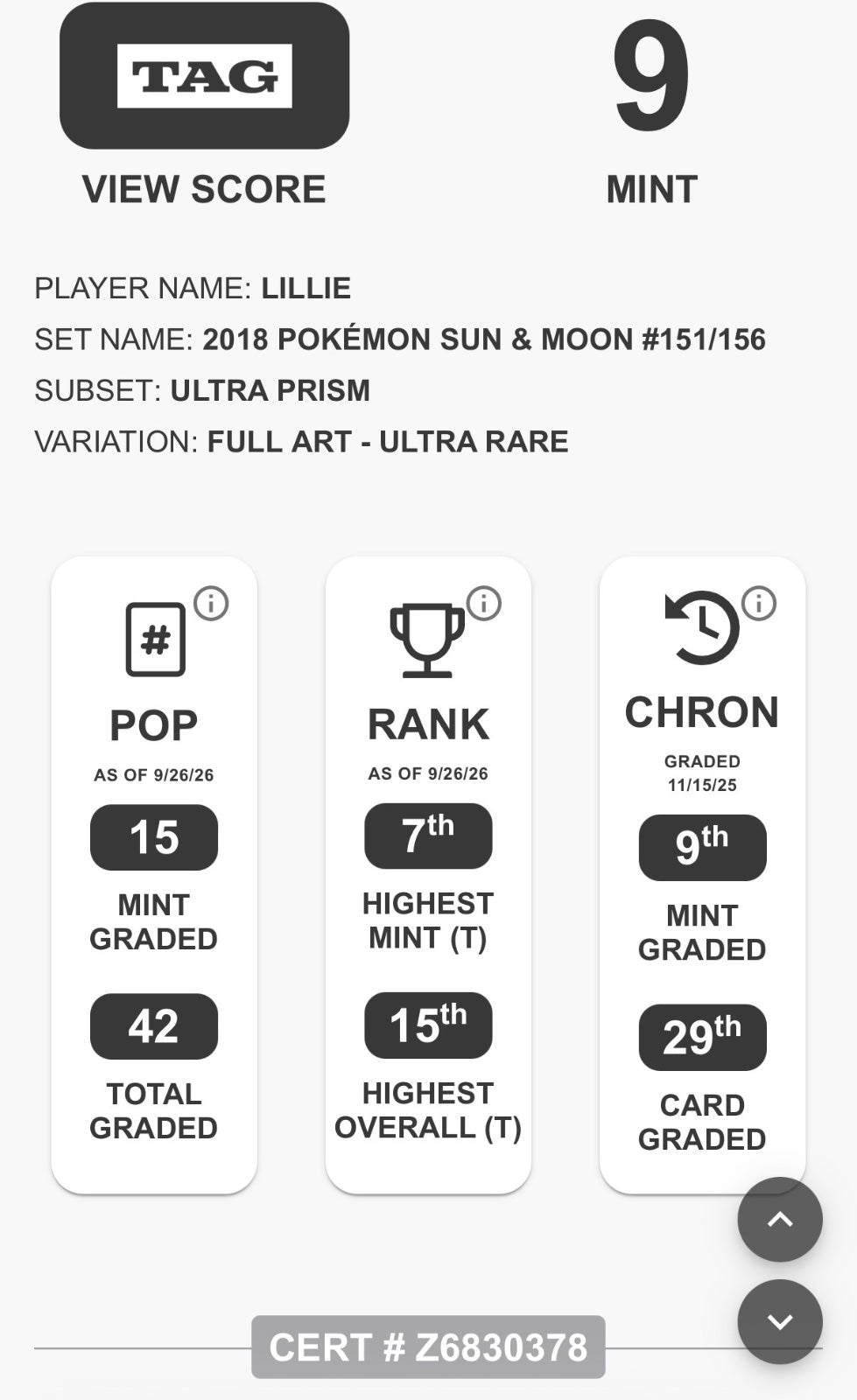 Lillie (Full Art) 151/156 (Ultra Prism)