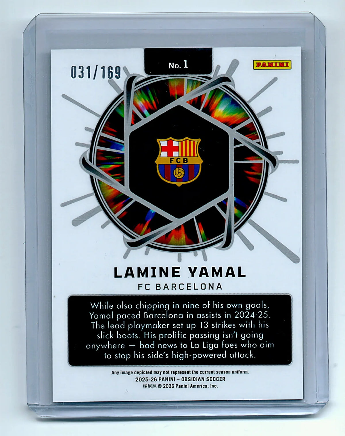 Panini 2024-25 Obsidian Lamine Yamal FC Barcelona Supernova #1 031/169