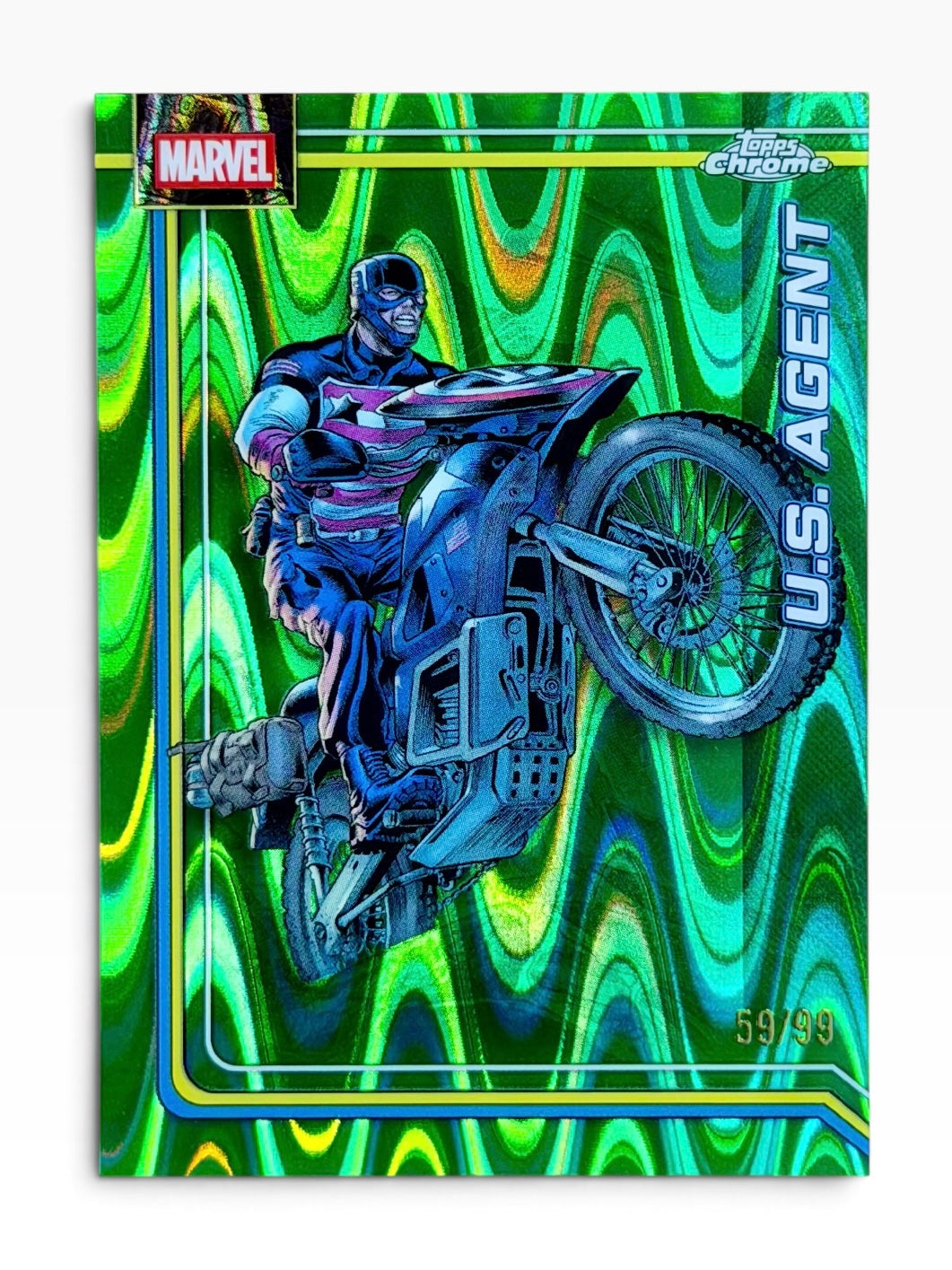 2026 Topps Chrome Marvel US Agent Green Raywave /99