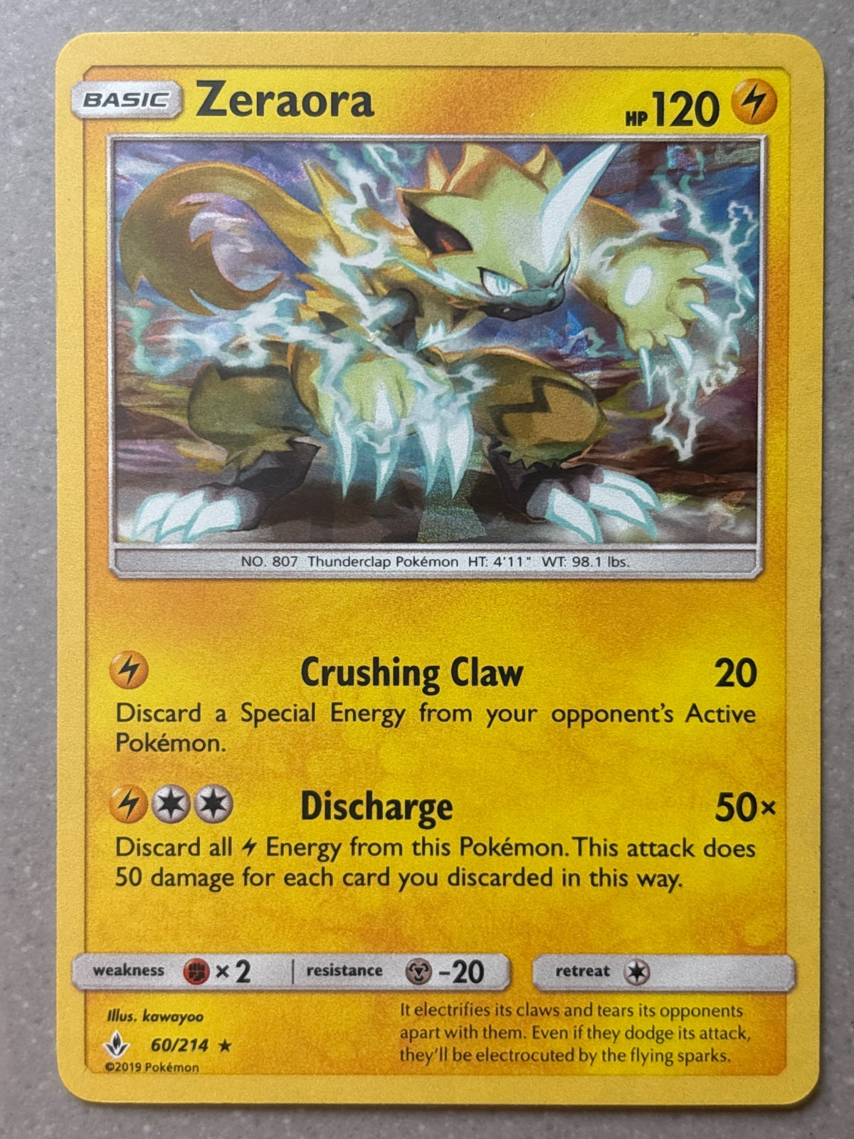 Zeraora (SM Unbroken Bonds) (Cracked Ice Holo) 060/214 (Deck Exclusives)