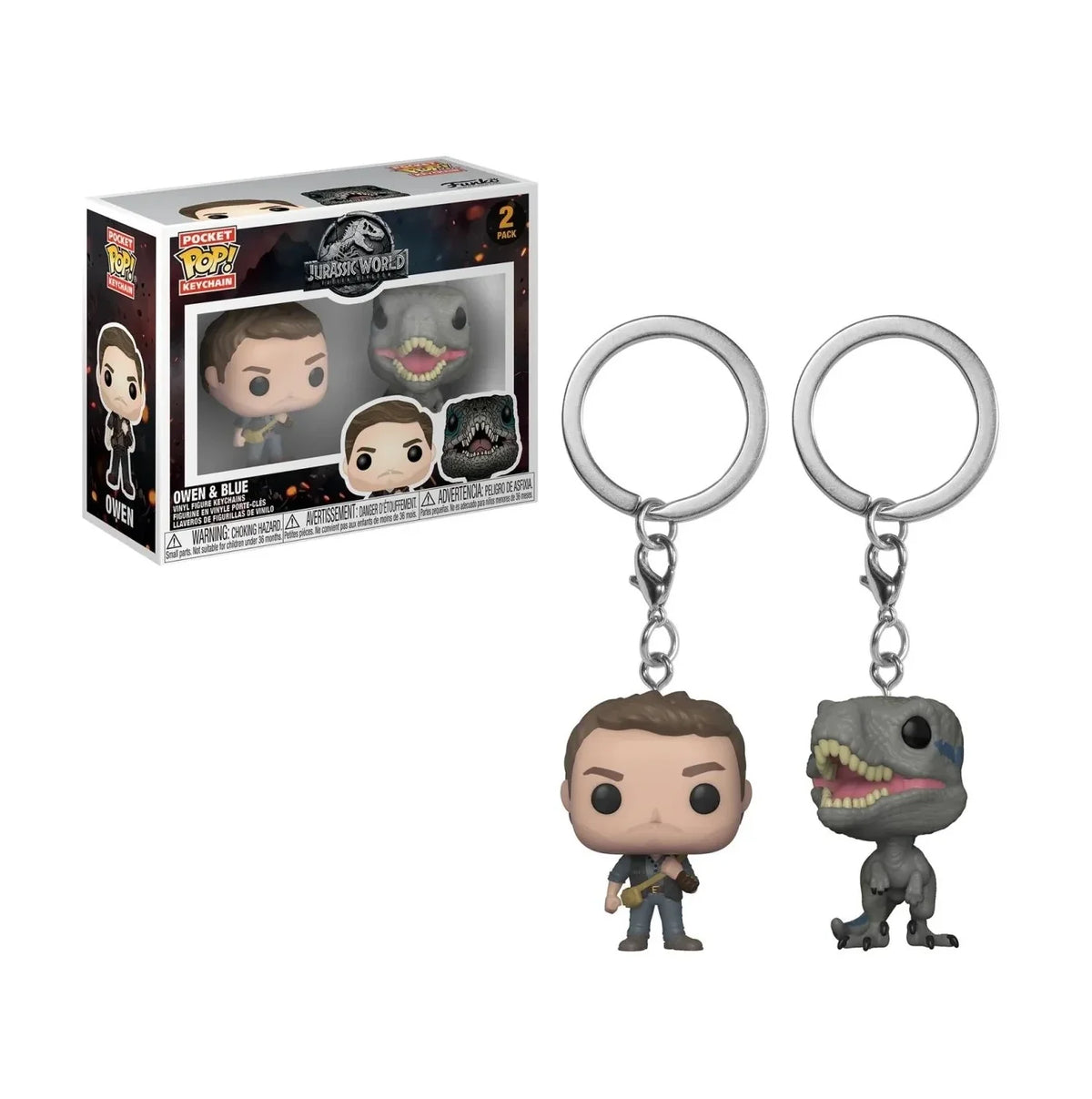 Funko Pocket POP! Jurassic World - Owen & Blue, 2 Pack Pocket POP Keychain