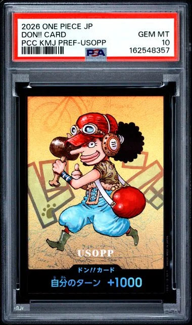 PSA 10 - 2026 ONE PIECE JAPANESE PREMIUM CARD COLLECTION KUMAMOTO PREFECTURE SPECIAL DON!! CARD PCC KMJ PREF-USOPP