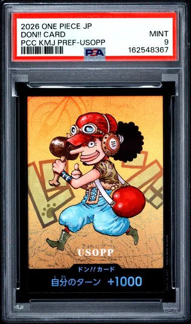 PSA 9 - 2026 ONE PIECE JAPANESE PREMIUM CARD COLLECTION KUMAMOTO PREFECTURE SPECIAL DON!! CARD PCC KMJ PREF-USOPP