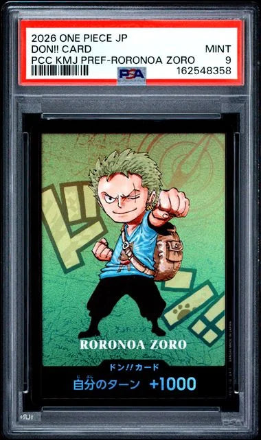 PSA 9 - 2026 ONE PIECE JAPANESE PREMIUM CARD COLLECTION KUMAMOTO PREFECTURE SPECIAL DON!! CARD PCC KMJ PREF-RORONOA ZORO