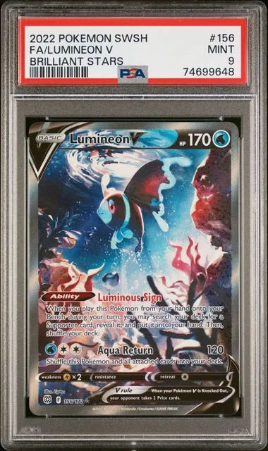 PSA9 Pokemon Brilliant Stars Lumineon V Alternate Art #156