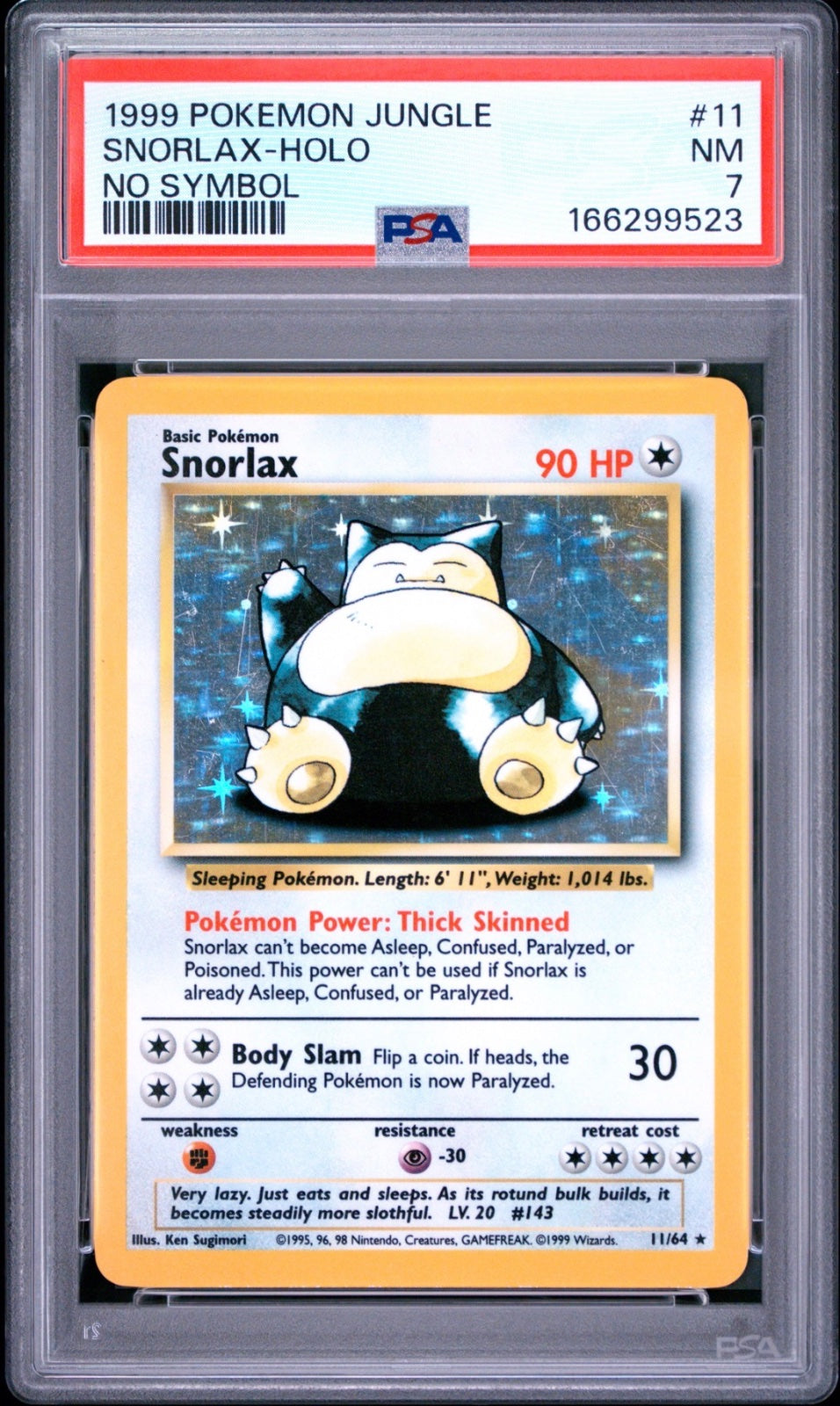 Snorlax (No Symbol) 11/64 — PSA 7