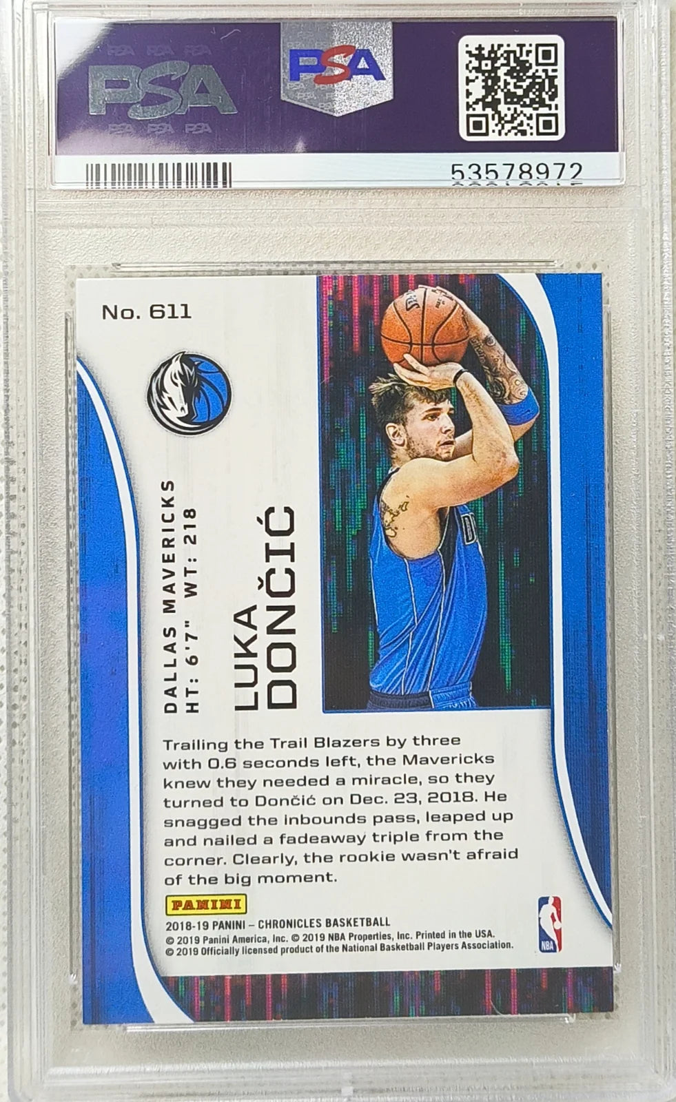 2018 Panini Chronicles Luka Doncic PSA 9