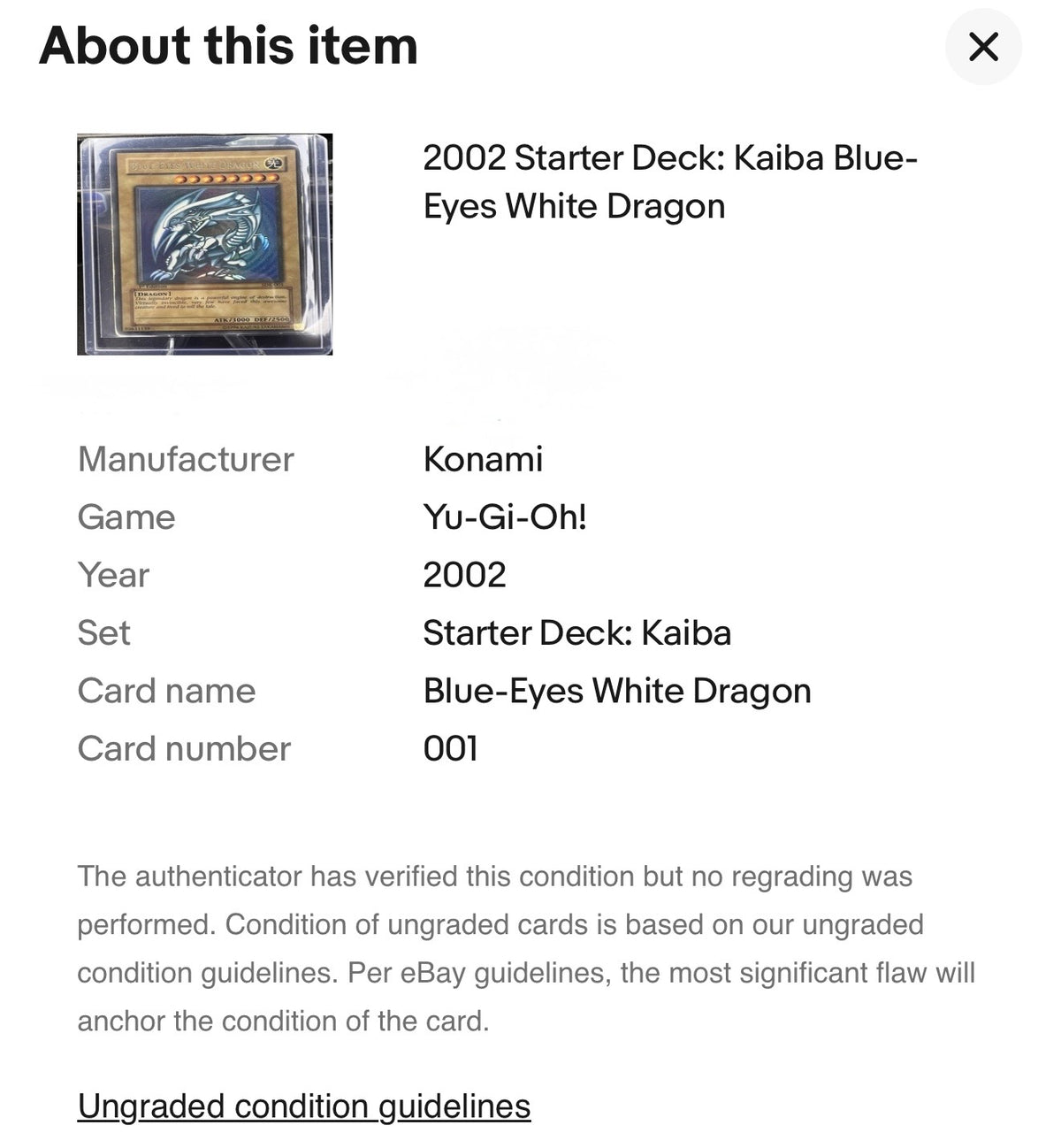 Blue-Eyes White Dragon SDK-001 · 1st Edition (Starter Deck: Kaiba)