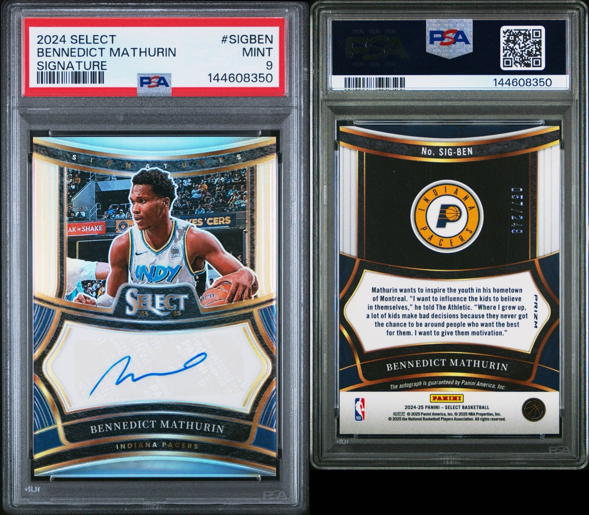 Bennedict Mathurin 2024 Select Signature PSA 9
