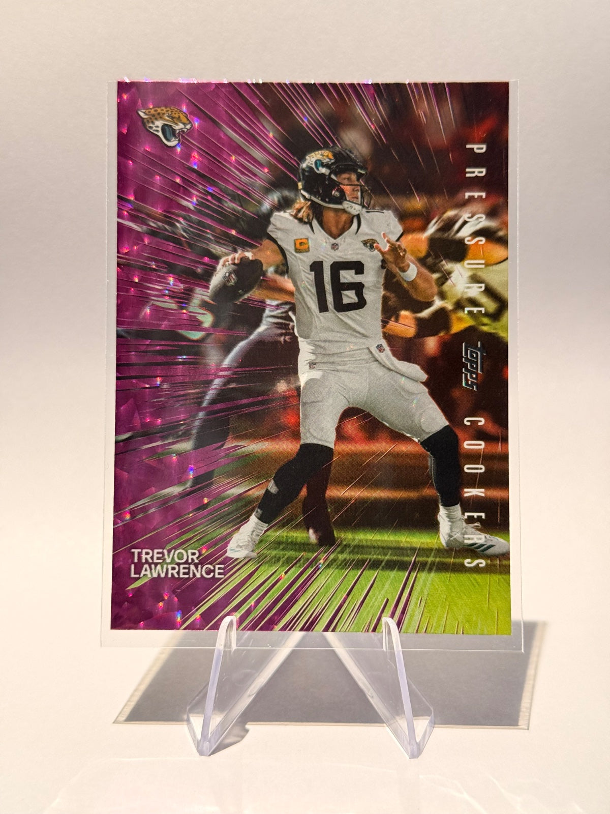 2026 Topps Trevor Lawrence #PC-17 – Pressure Cookers Pink Crackle Foil – Jacksonville Jaguars