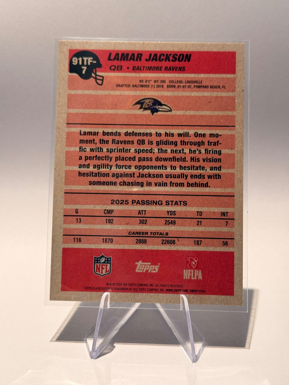2026 Topps Lamar Jackson #91TF-7 – 35th Anniversary Crackle Foil – Baltimore Ravens