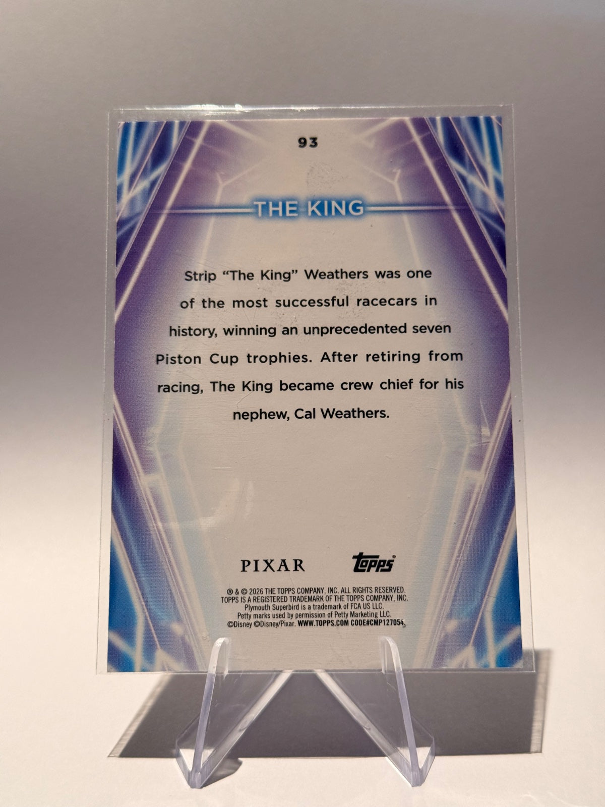 2026 Topps Chrome Disney Pixar – The King #93 Prism Refractor – Cars