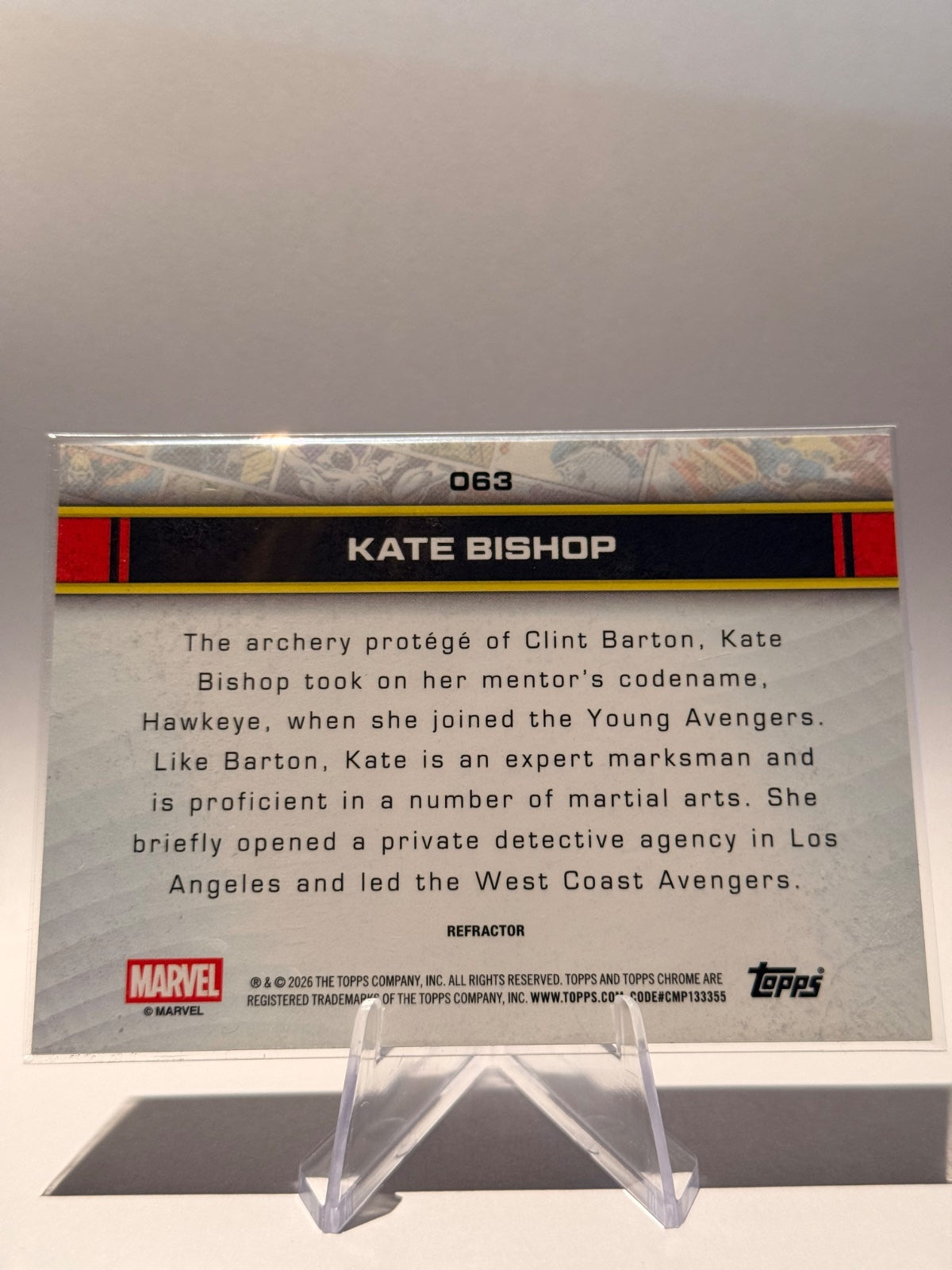 2026 Topps Chrome Marvel Kate Bishop #063 Refractor – Hawkeye