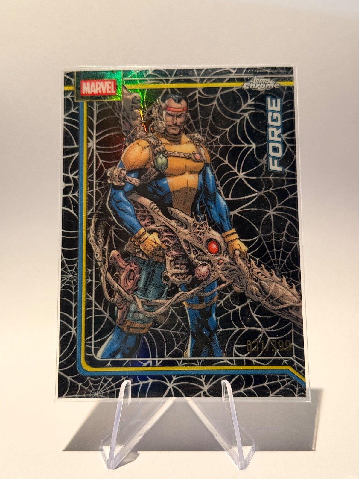 2026 Topps Chrome Marvel Forge #037 Spider-Web Refractor 031/399 – X-Men