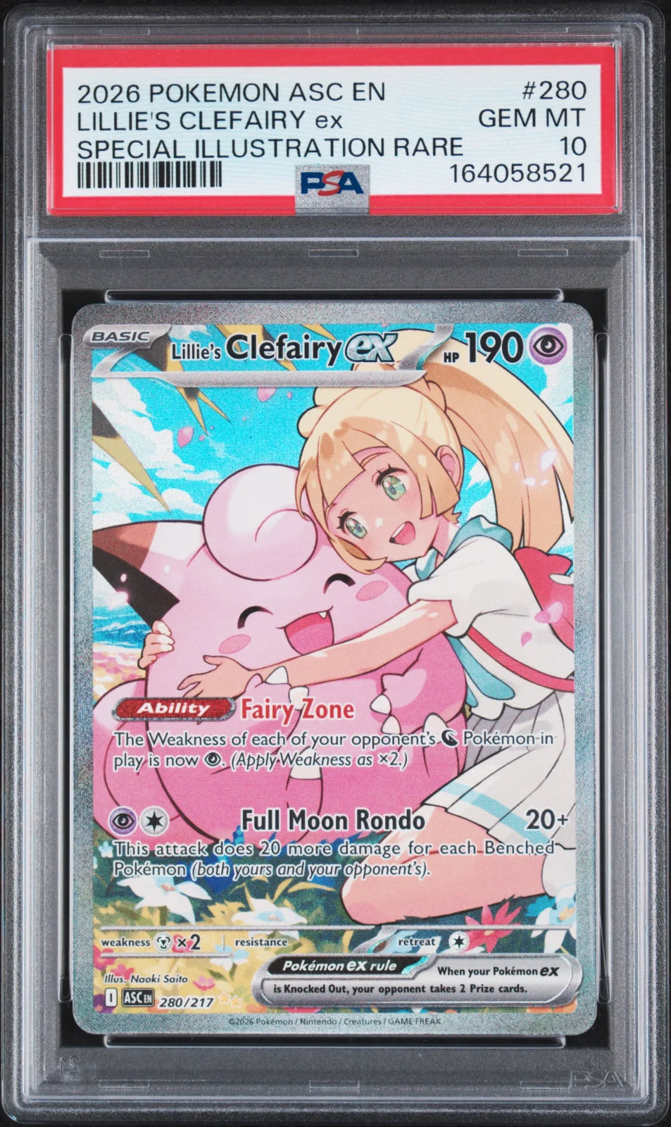 Lillie's Clefairy ex 280/217 (Ascended Heroes) — PSA 10