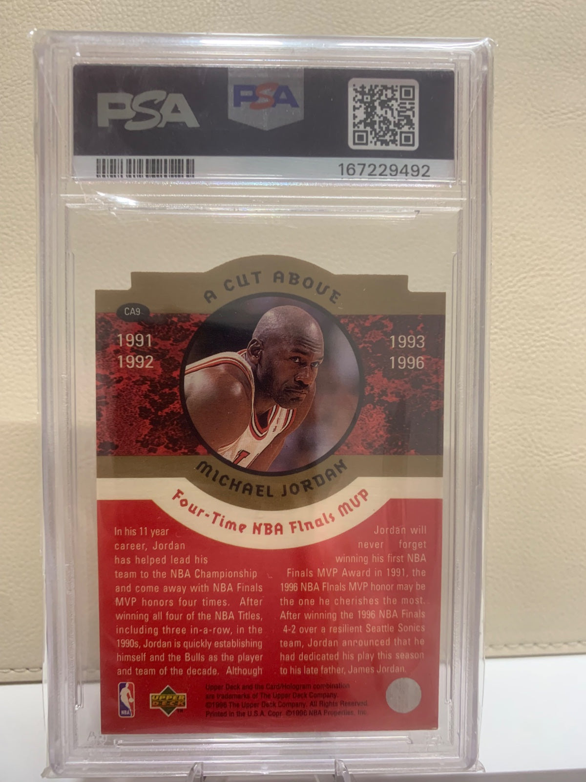 1996 UD INTL Japanese MICHAEL JORDAN a cut above-gold sig