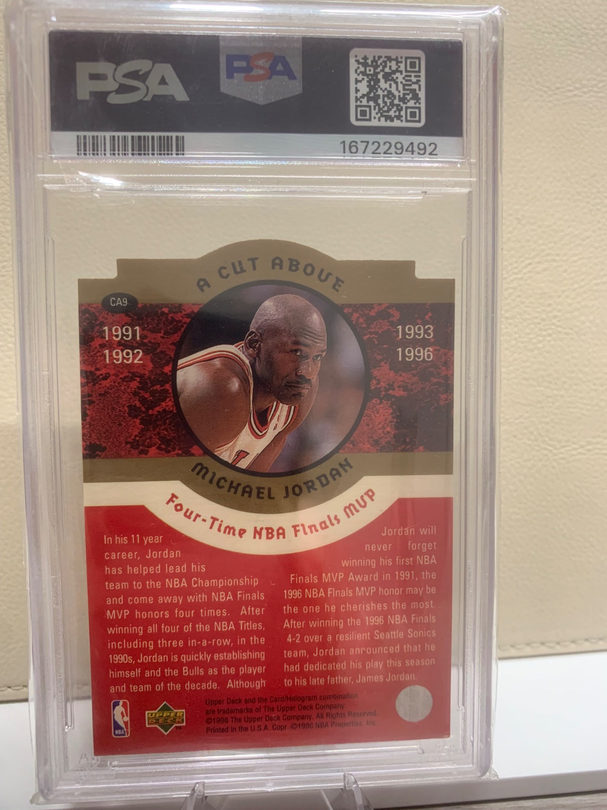 1996 UD INTL Japanese MICHAEL JORDAN a cut above-gold sig