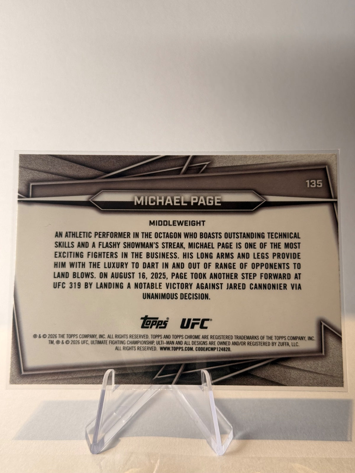 2026 Topps Chrome UFC Michael Page #135 Blue Refractor /150 – 056/150