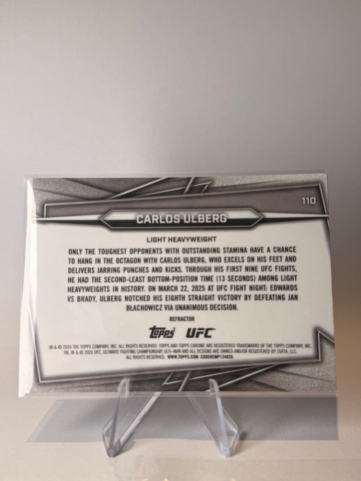 2026 Topps Chrome UFC Carlos Ulberg #110 Refractor