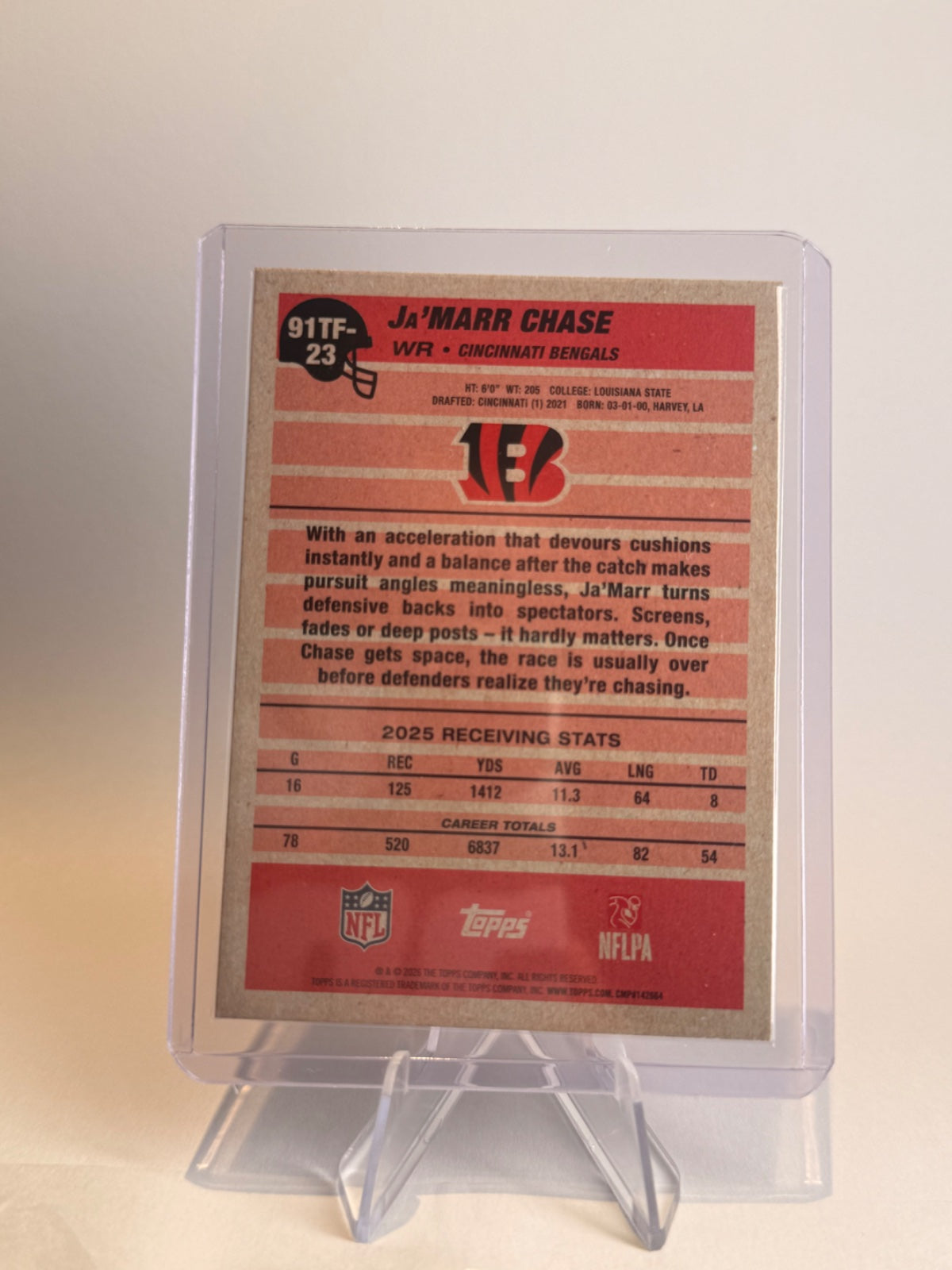 2026 Topps Football Ja’Marr Chase #91TF-23 35th Anniversary Mega Box Crackle Foil